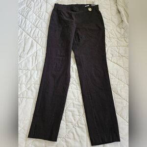 Michael Kors Jet Black Linen Straight Leg Pull Up Pants